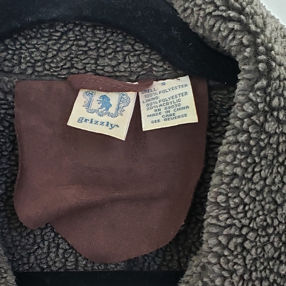 Vintag Coat Y2k Grizzly Faux Suede Light Weight Embroidered Coat Small - Picture 7 of 7